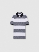 %Pto% Woven striped polo white front view