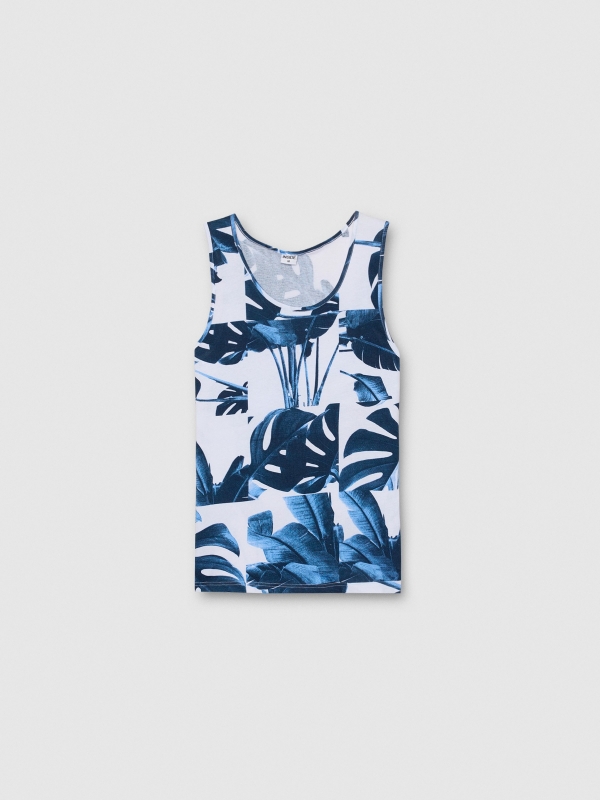  Regata estampada folhas tropicais branco vista frontal