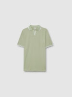 %Pto% Basic V-neck polo greyish green front view