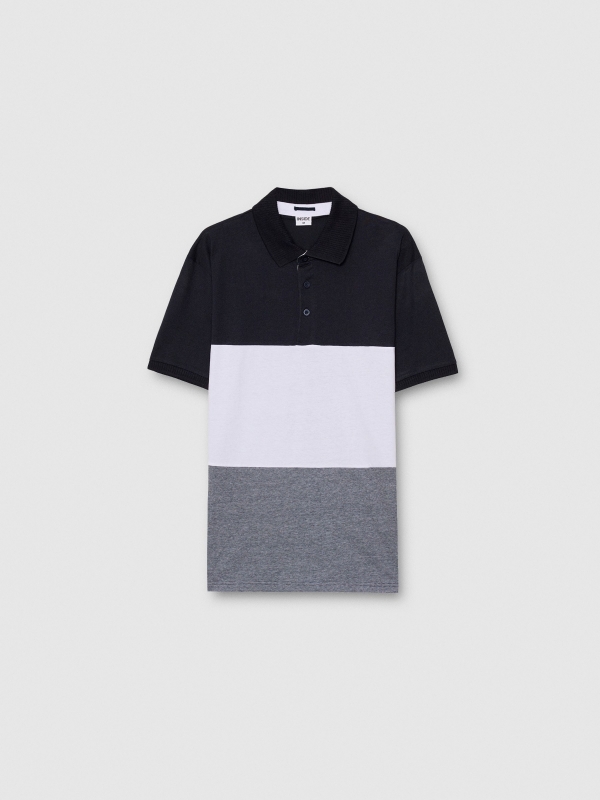  Color block polo white front view