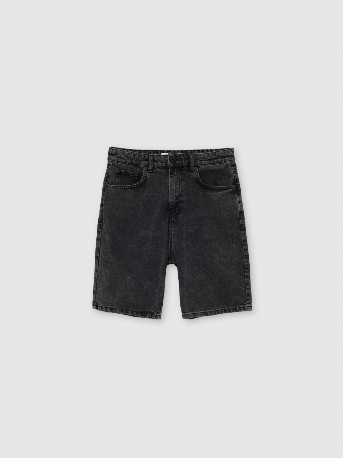  Bermuda jeans regular preto vista frontal