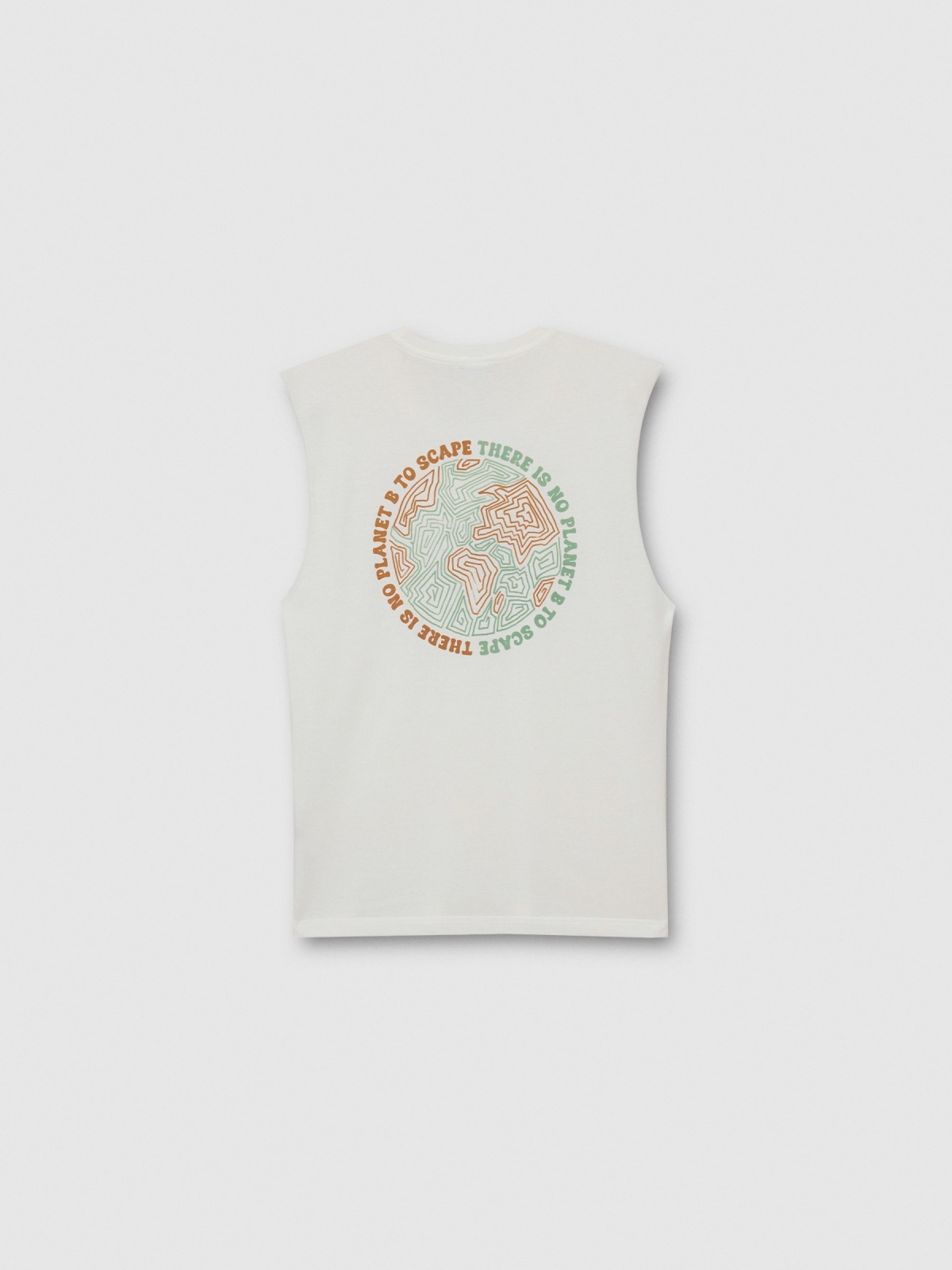 Camiseta sin mangas estampado planeta blanco roto vista trasera
