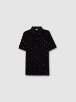 %Pto% Printed miniprint polo black front view