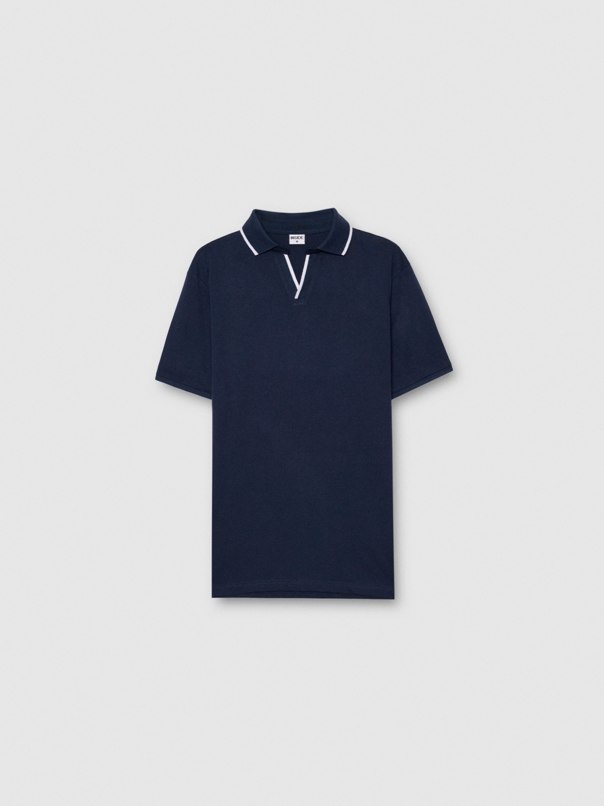 %Pto% Basic V-neck polo navy front view