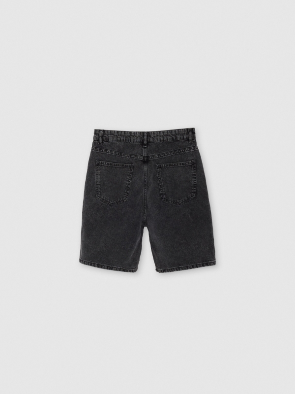 Bermuda jeans regular preto vista traseira
