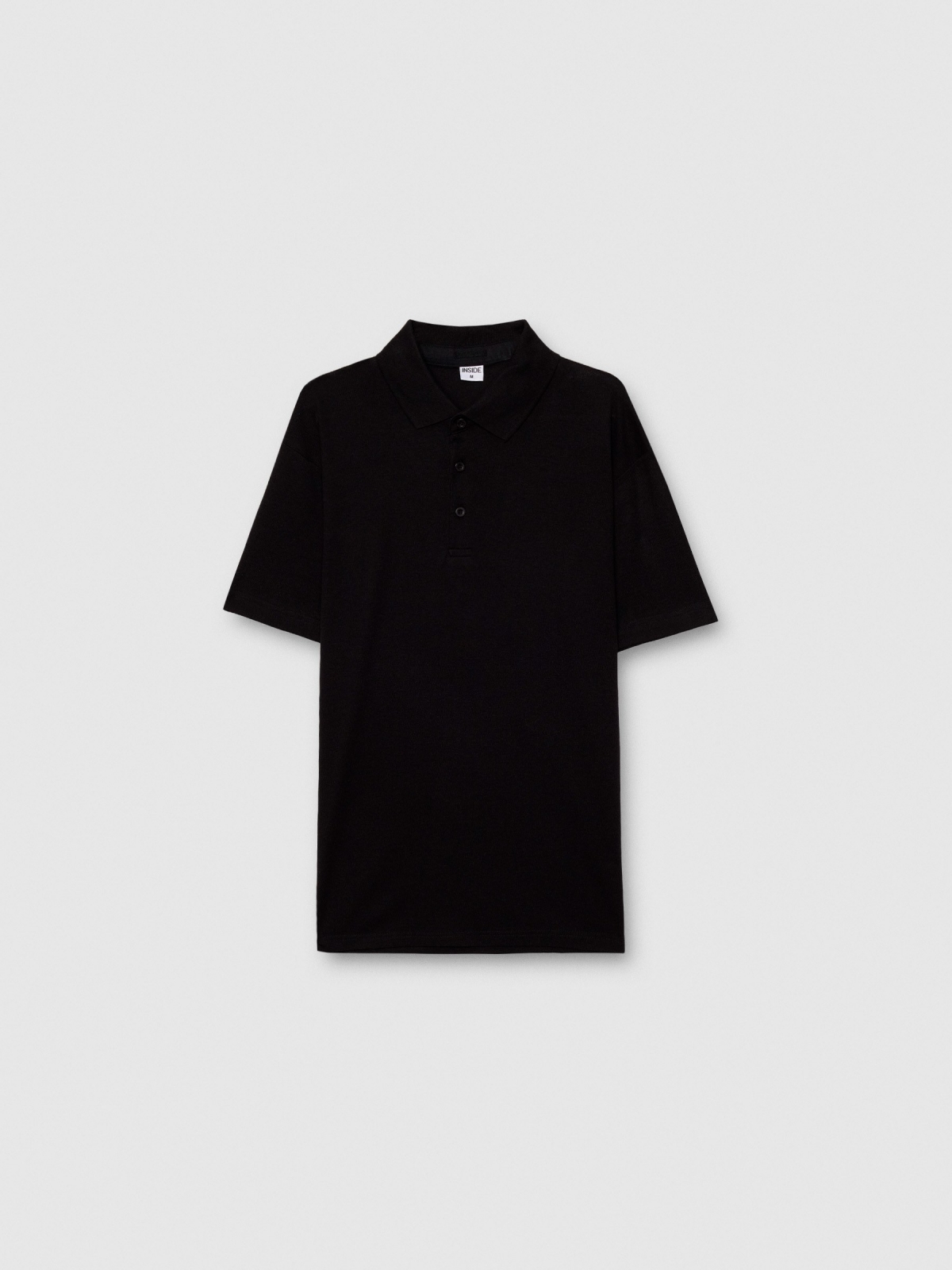  Basic textured polo black front view