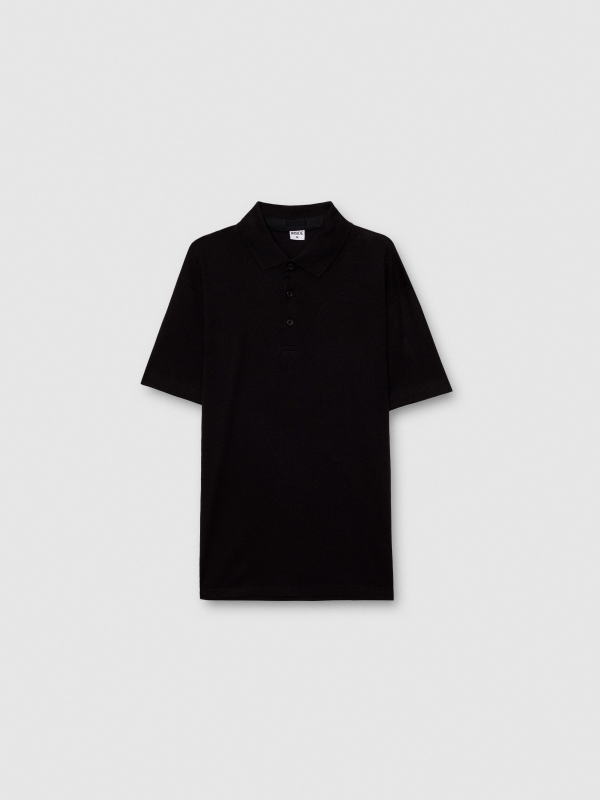  Basic textured polo black front view