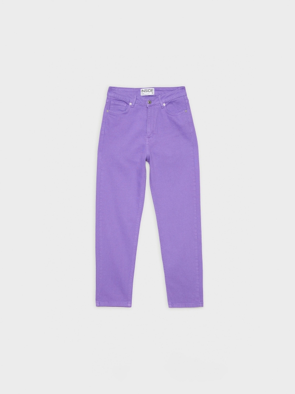  Mom jeans with five pockets purple front view
