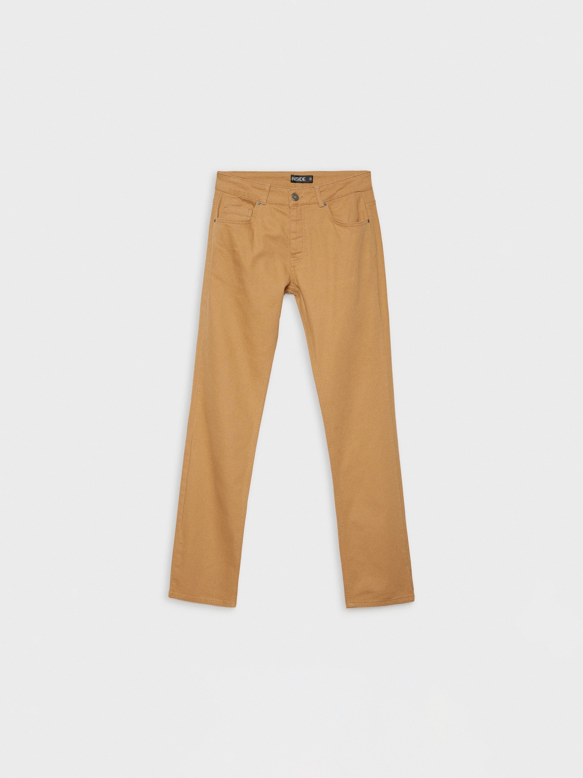  Pantalón regular cinco bolsillos camel vista frontal