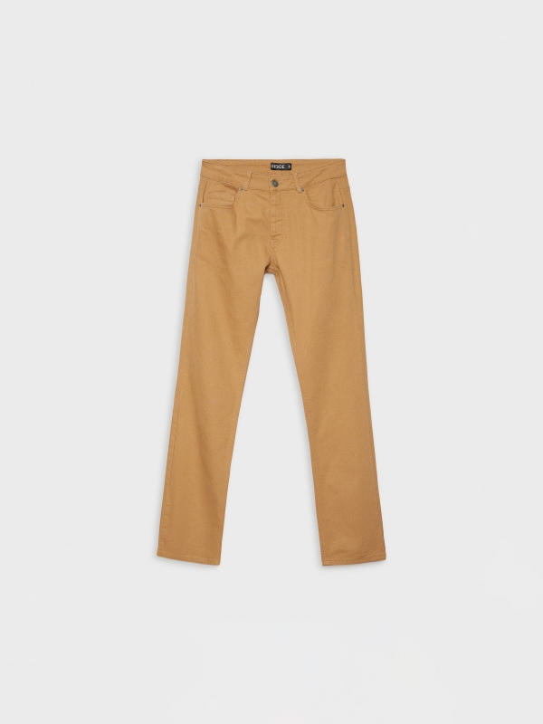  Pantalón regular cinco bolsillos camel vista frontal