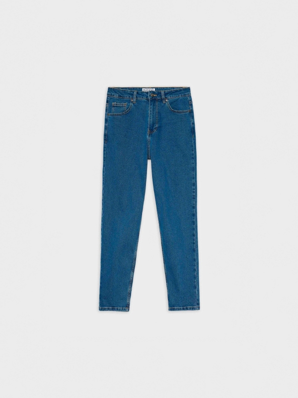  Jeans mom slim denim azul oscuro vista frontal