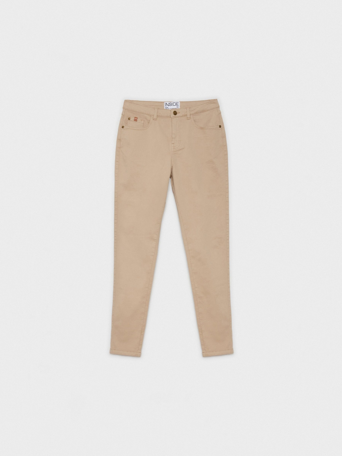  Plain colour skinny beige front view