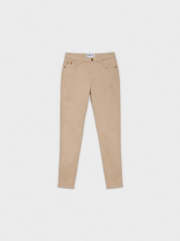  Plain colour skinny beige front view