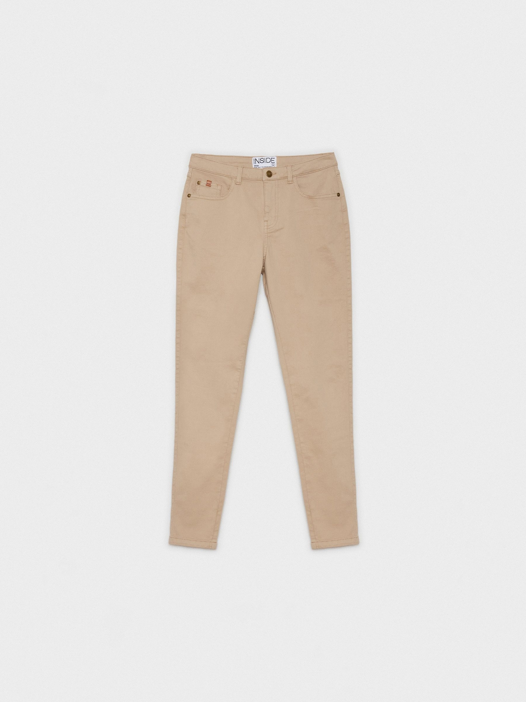 Pantalón skinny color liso beige vista general frontal