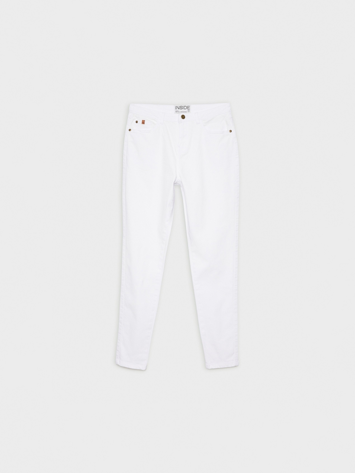  Plain colour skinny white front view