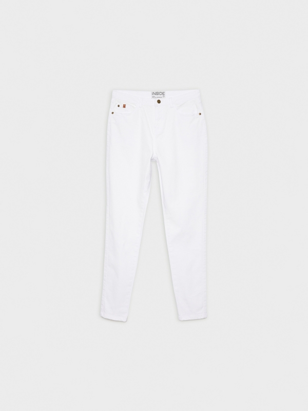  Plain colour skinny white front view