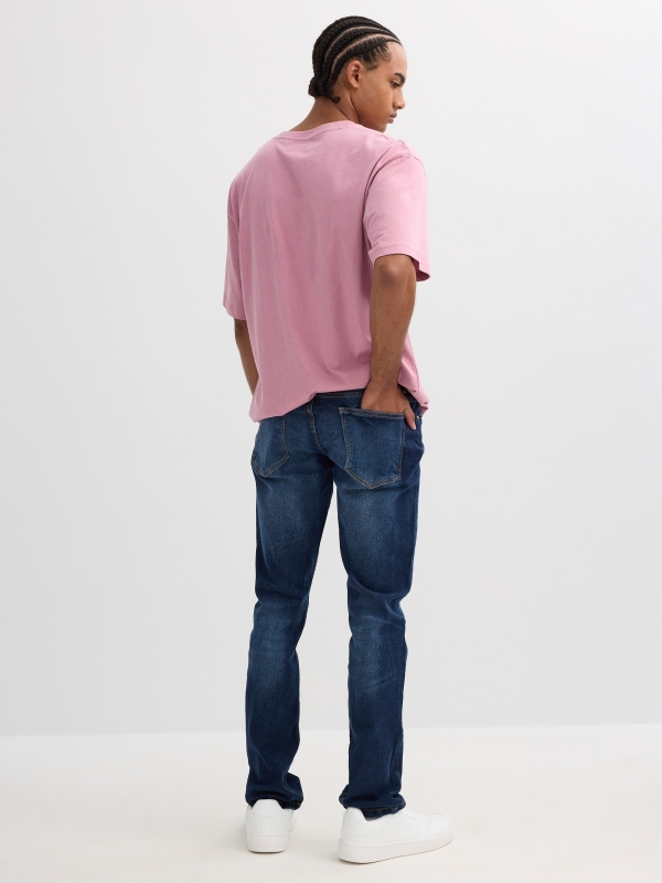 Jeans slim azul oscuro costuras azul vista media frontal