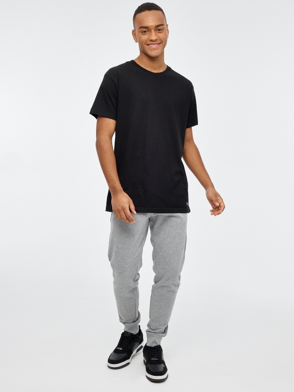 Pantalón jogger sport gris melange vista general frontal