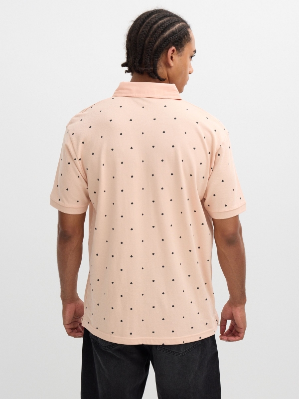 Polo estampado miniprint rosa nude vista meia traseira