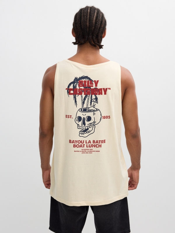Camiseta de tirantes calavera arena vista media trasera