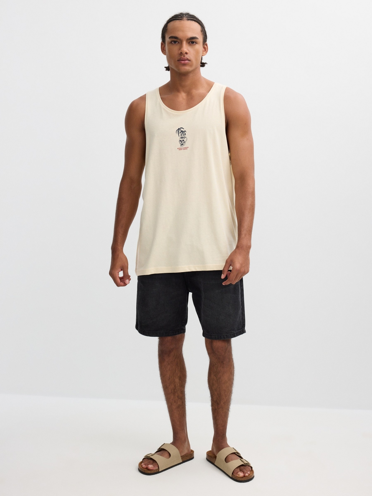Skull tank top sand front view