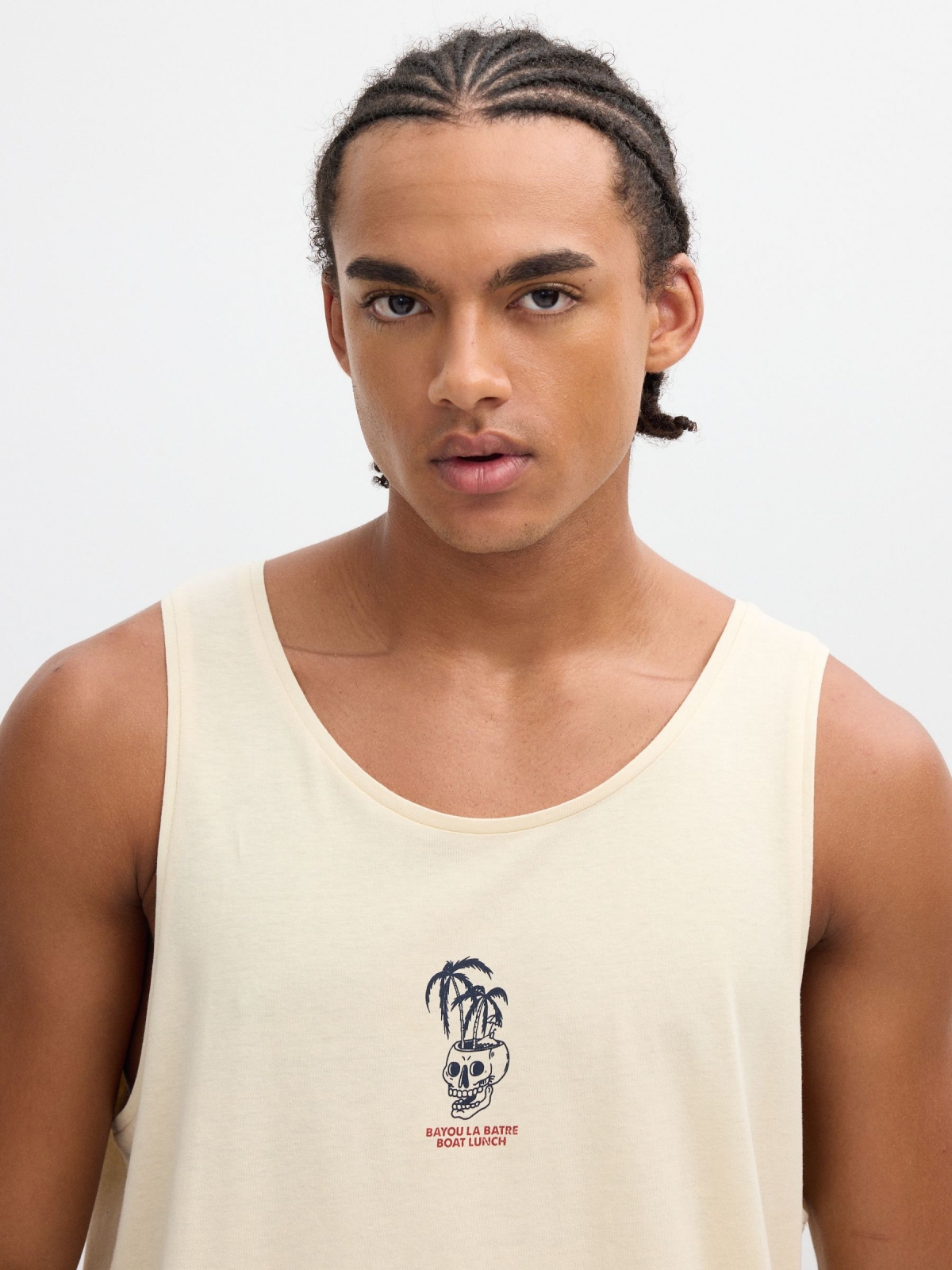 Camiseta de tirantes calavera arena vista detalle