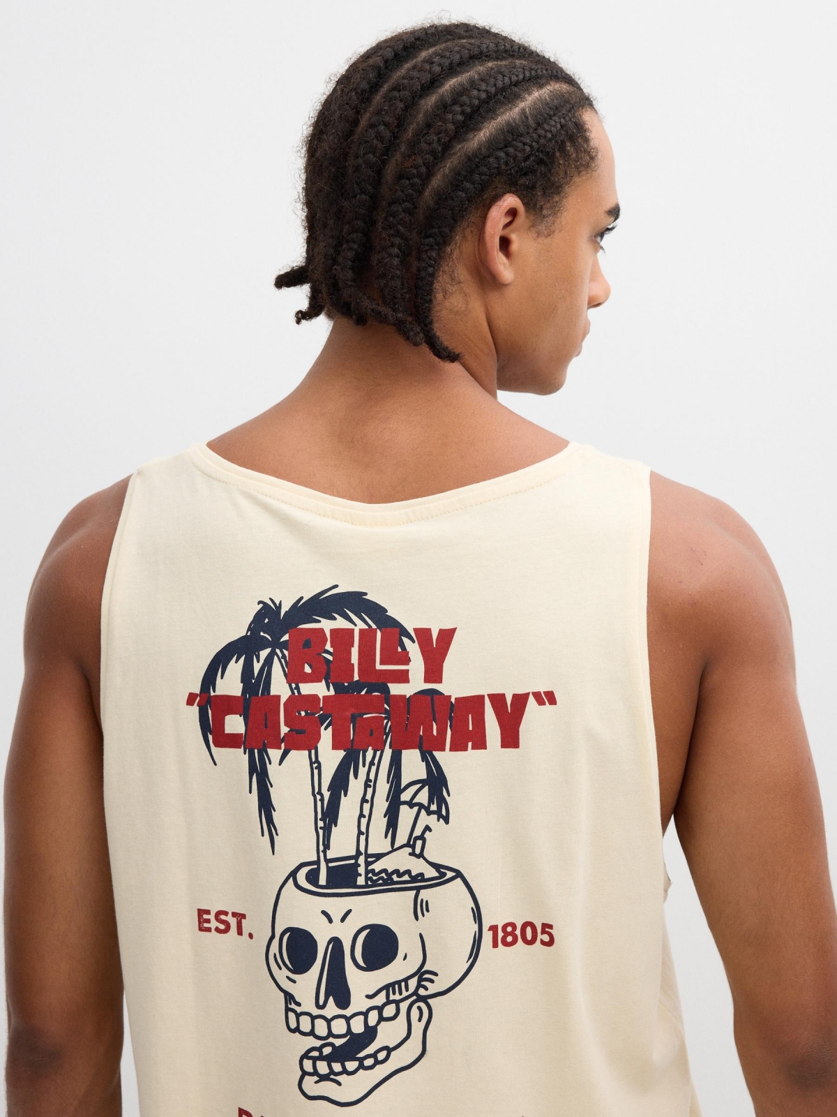 Camiseta de tirantes calavera arena vista detalle