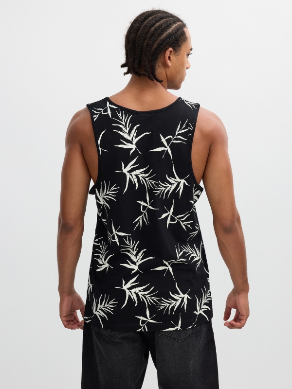 Regata estampada tropical preto vista meia traseira