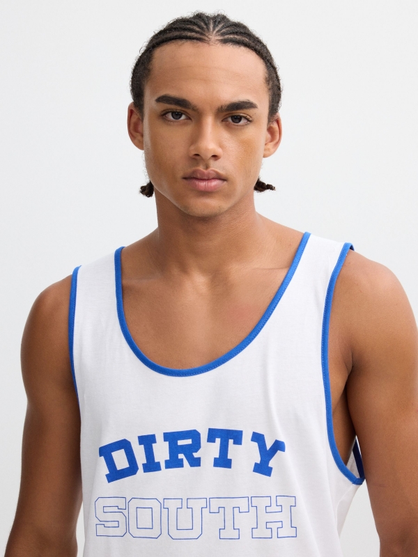 Text print tank top white detail view