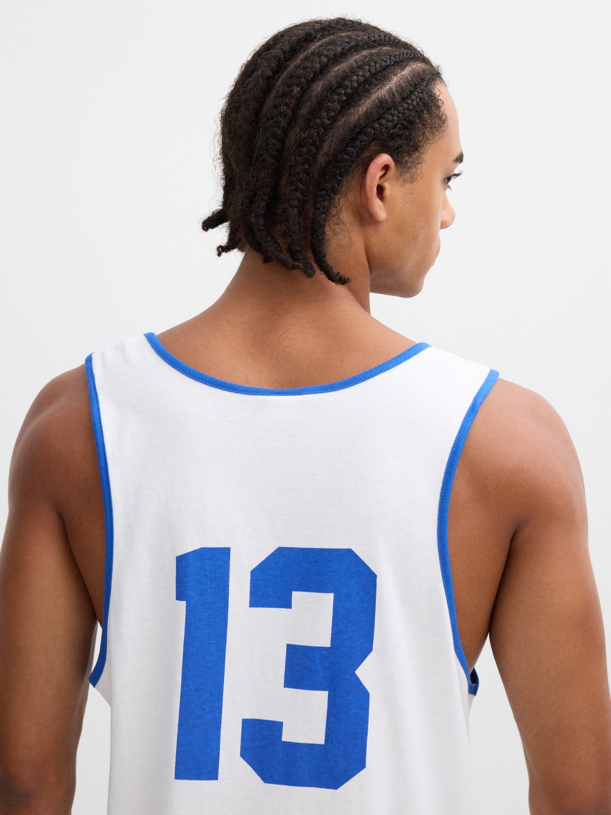 Text print tank top white detail view