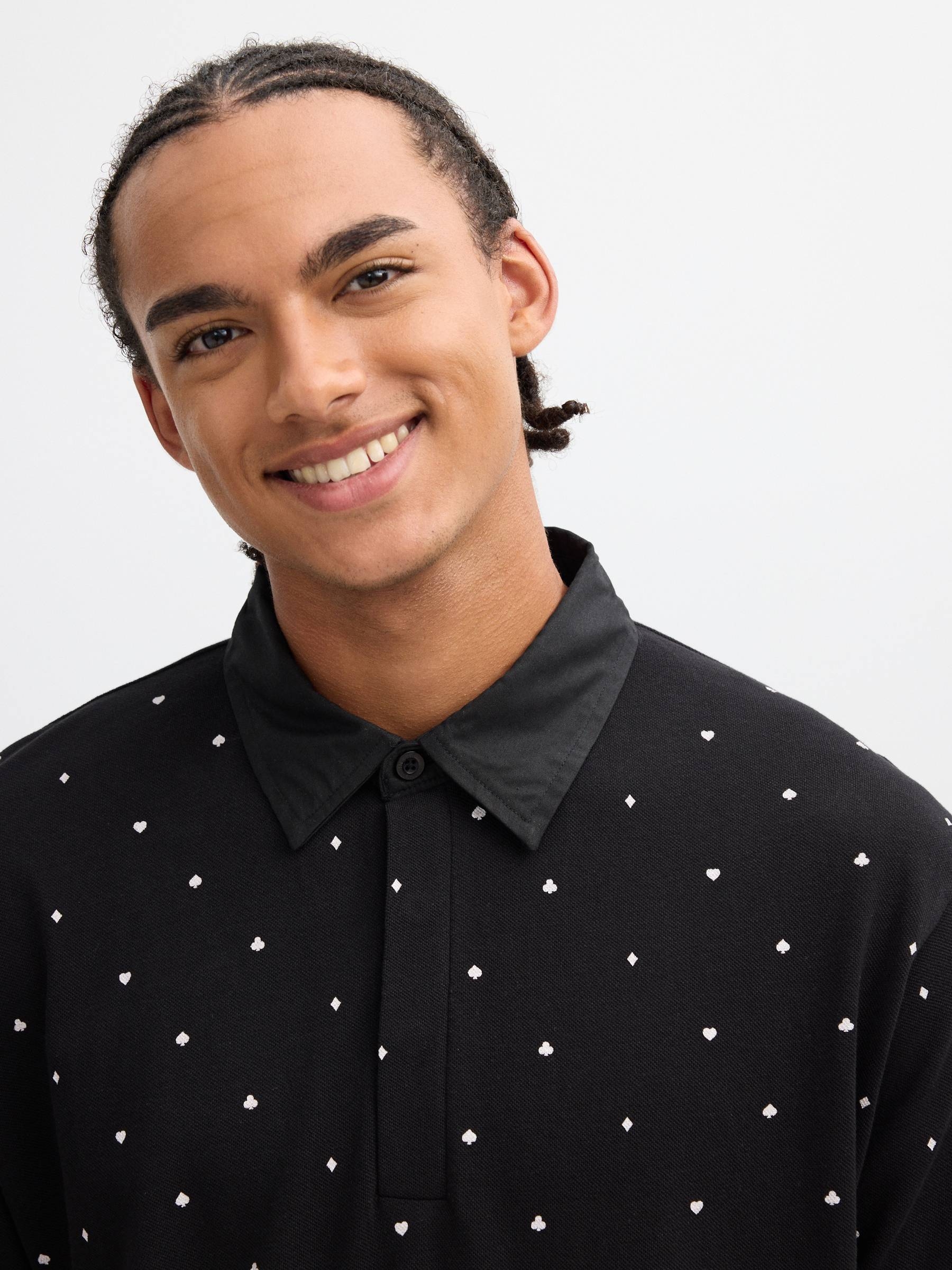  Printed miniprint polo black front view