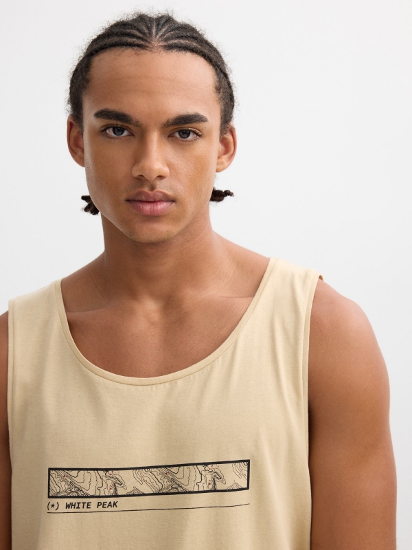 Map print tank top sand detail view