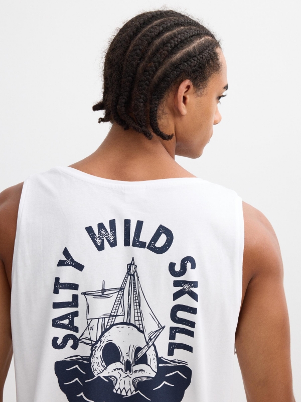 Skull print tank top white detail view