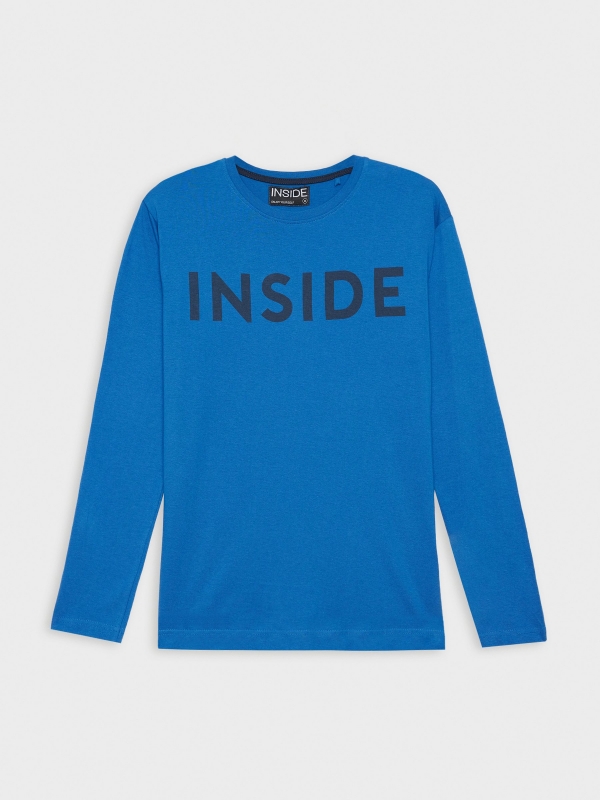  T-shirt básica com logótipo azul eléctrico