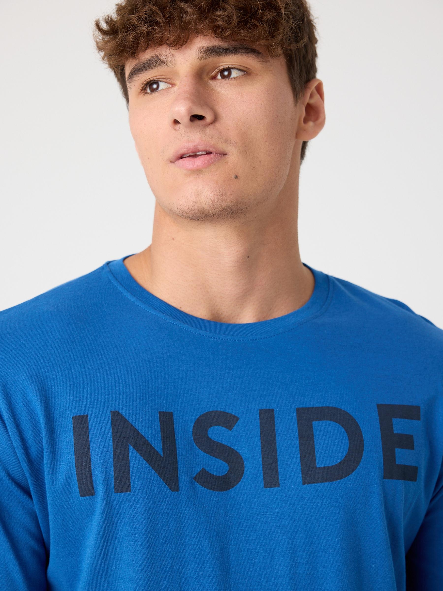 Basic T-shirt with logo electric blue middle front view