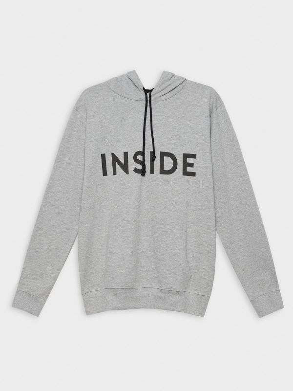  Sudadera básica canguro gris melange