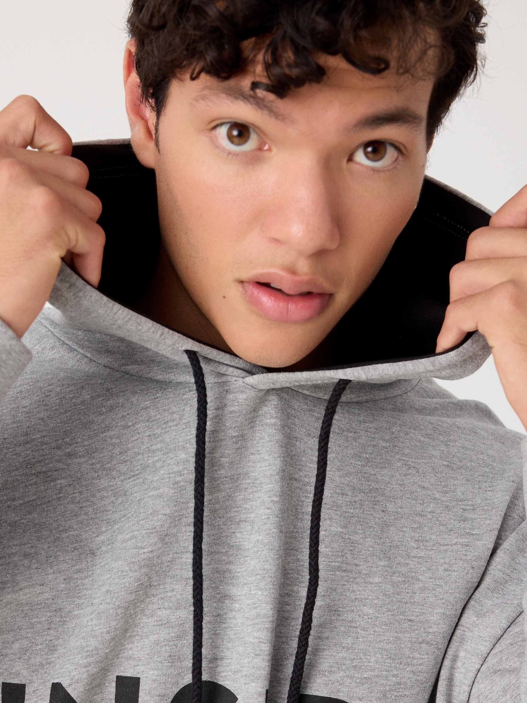 Basic kangaroo sweatshirt melange grey middle front view