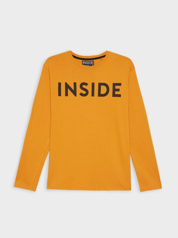  Camiseta básica con logo ocre