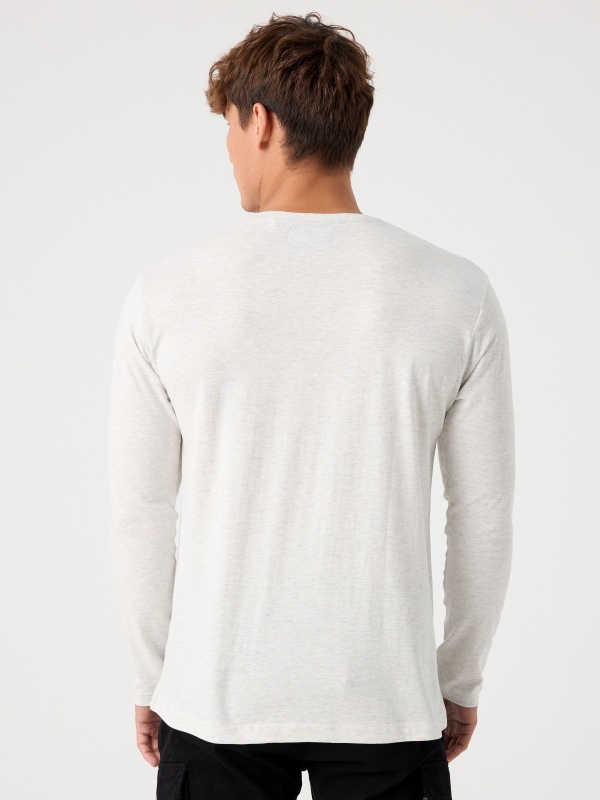 T-shirt básica com logótipo melange claro vista meia traseira