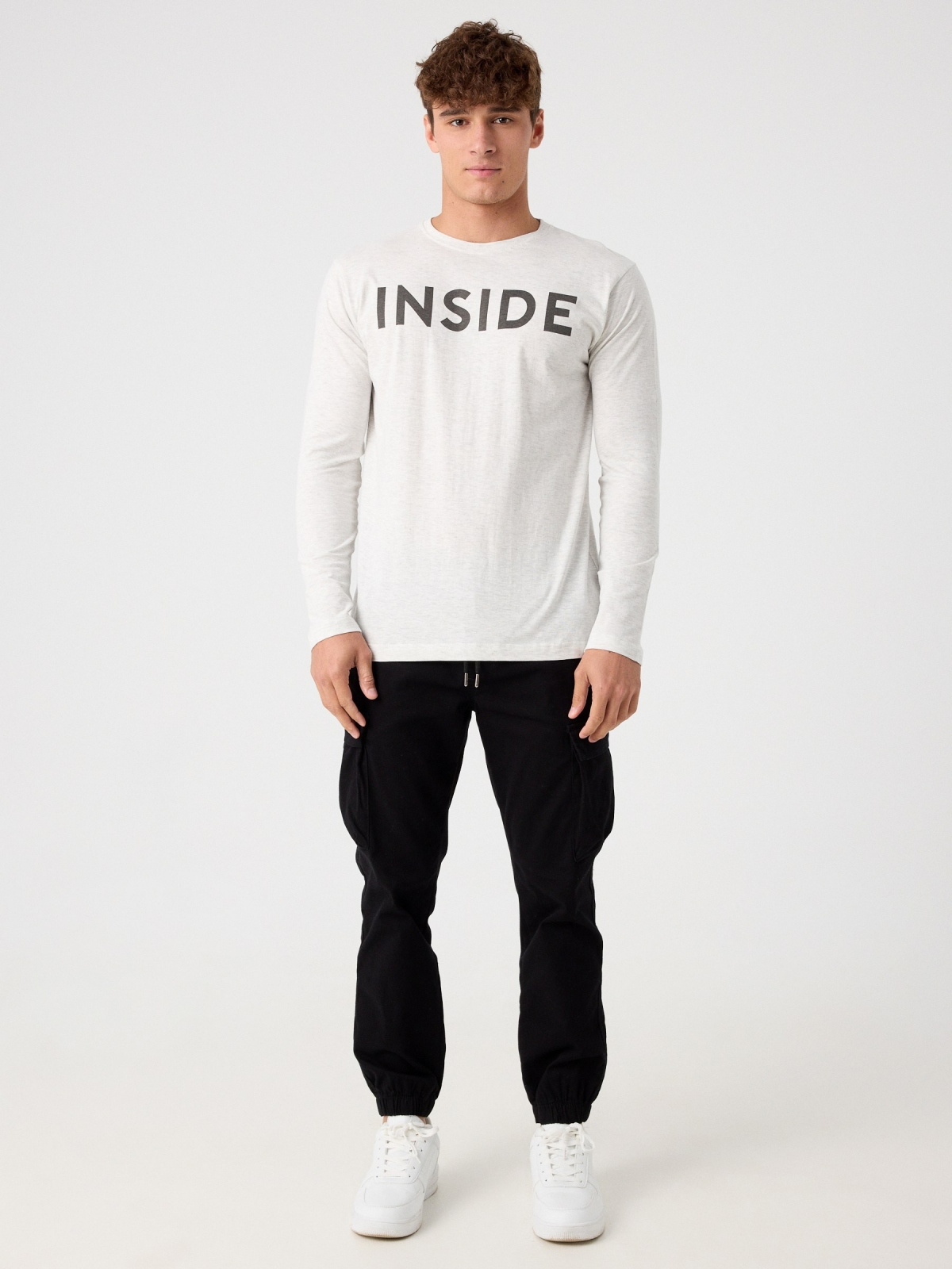 Camiseta básica con logo melange claro vista general frontal