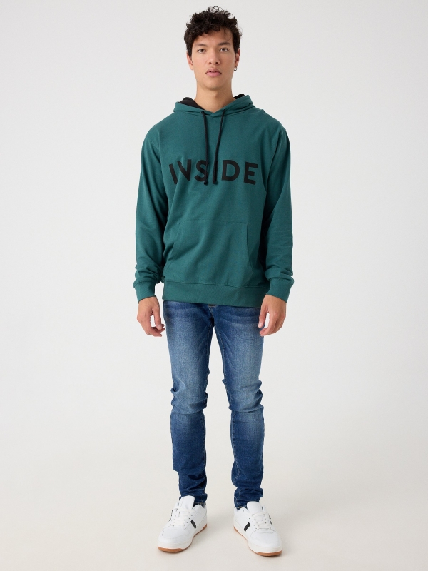 Basic kangaroo sweatshirt green front view
