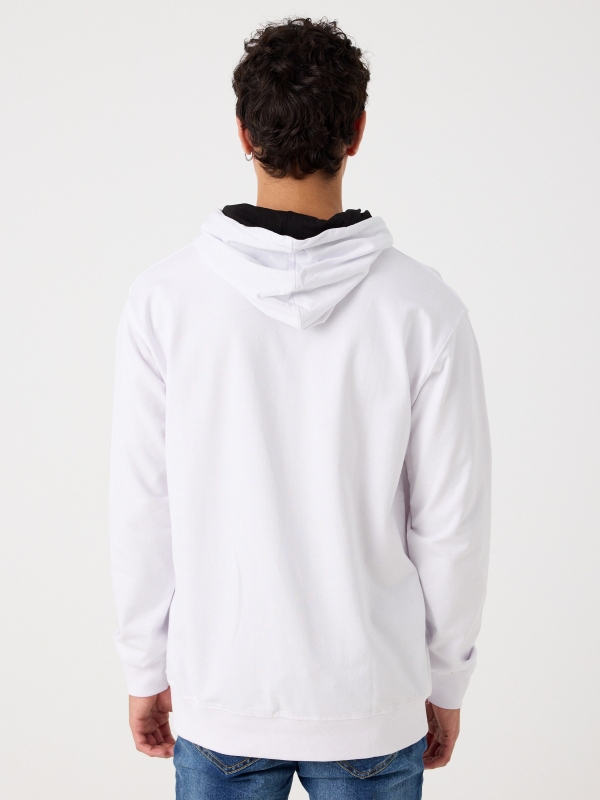 Basic kangaroo sweatshirt white middle back view