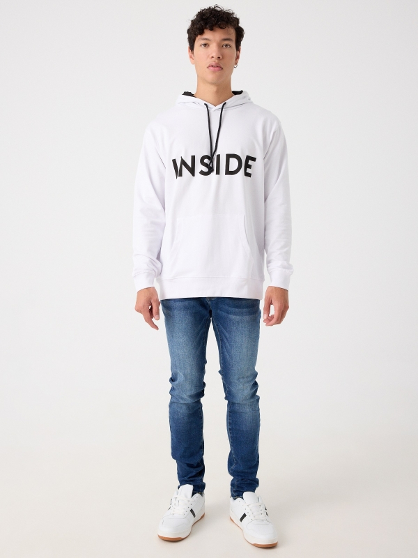 Basic kangaroo sweatshirt white front view