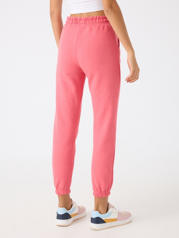Plush joggers coral middle back view