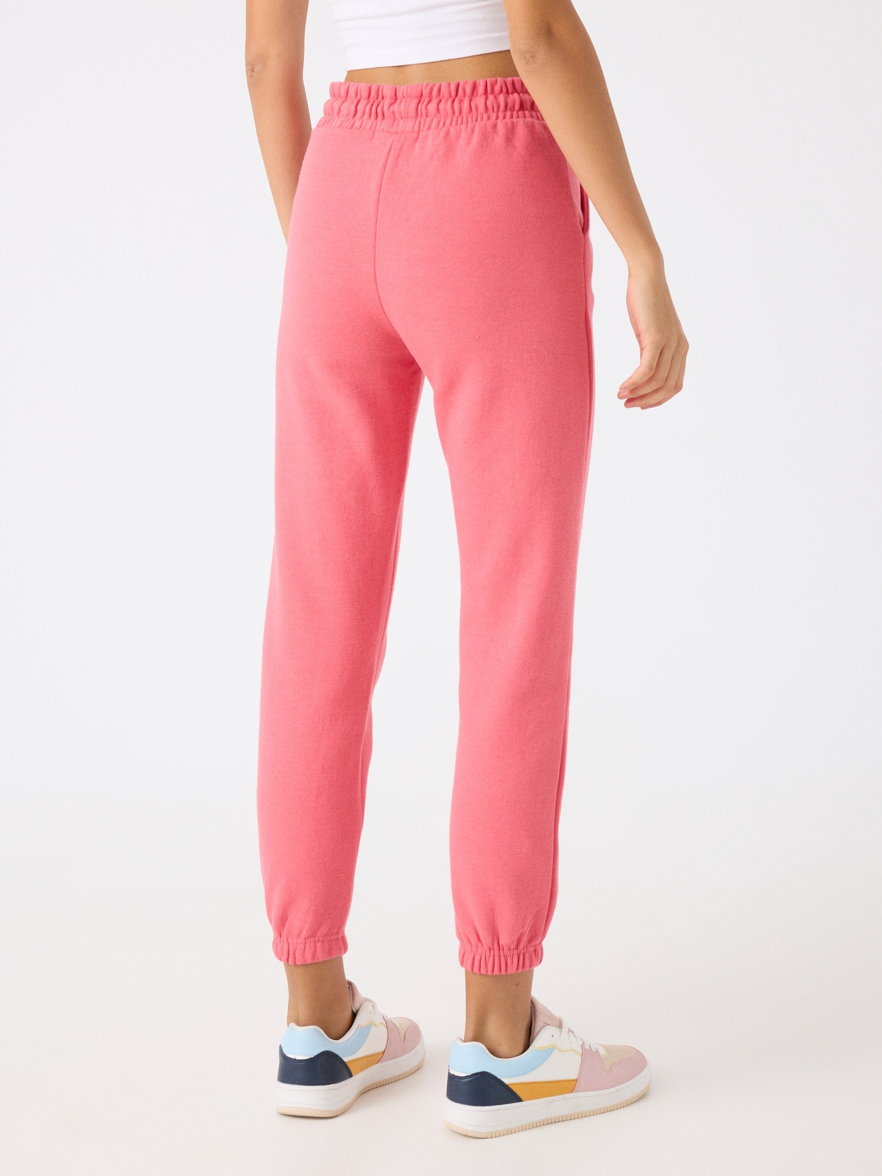 Plush joggers coral front view