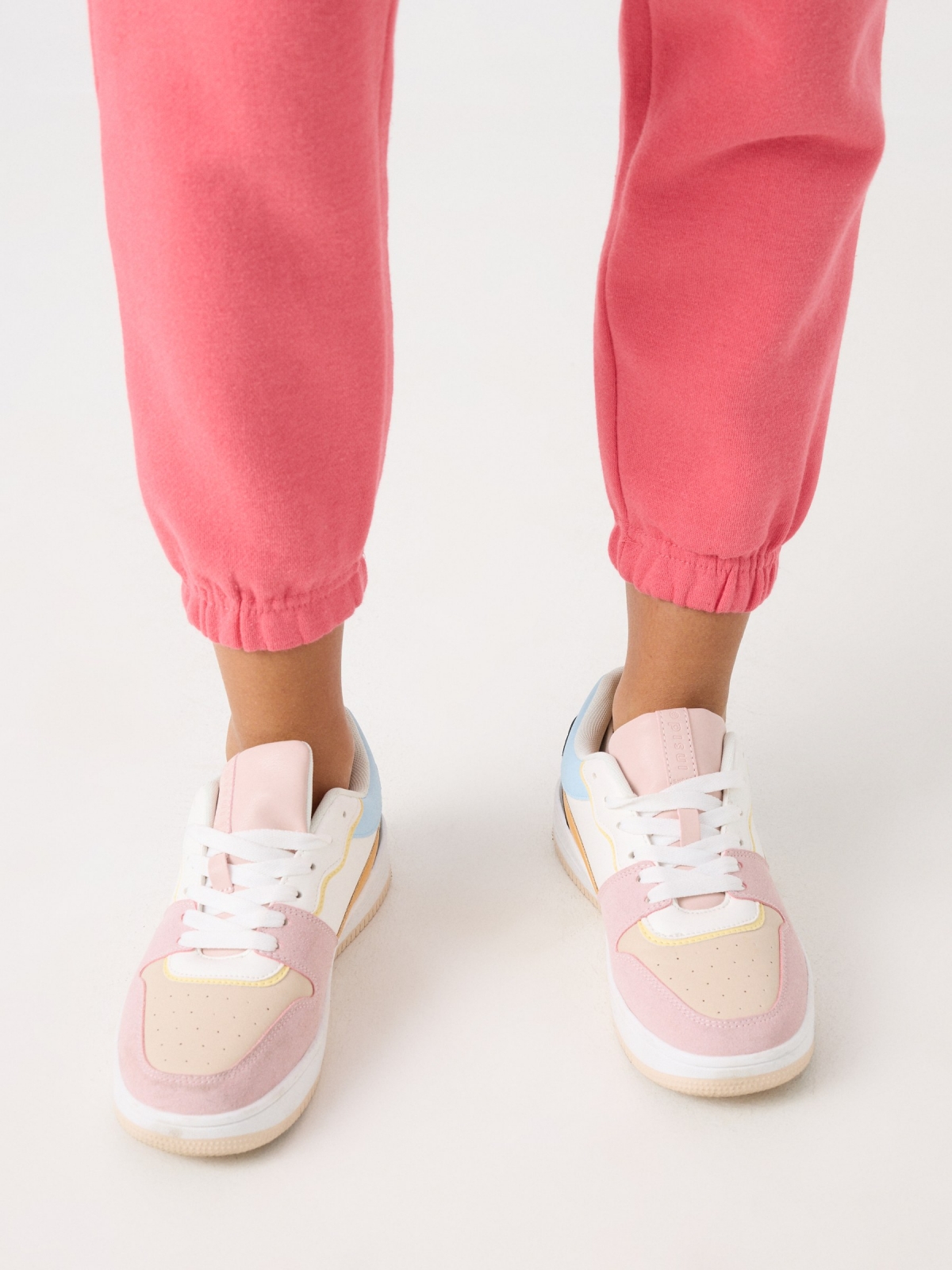 Plush joggers coral detail view