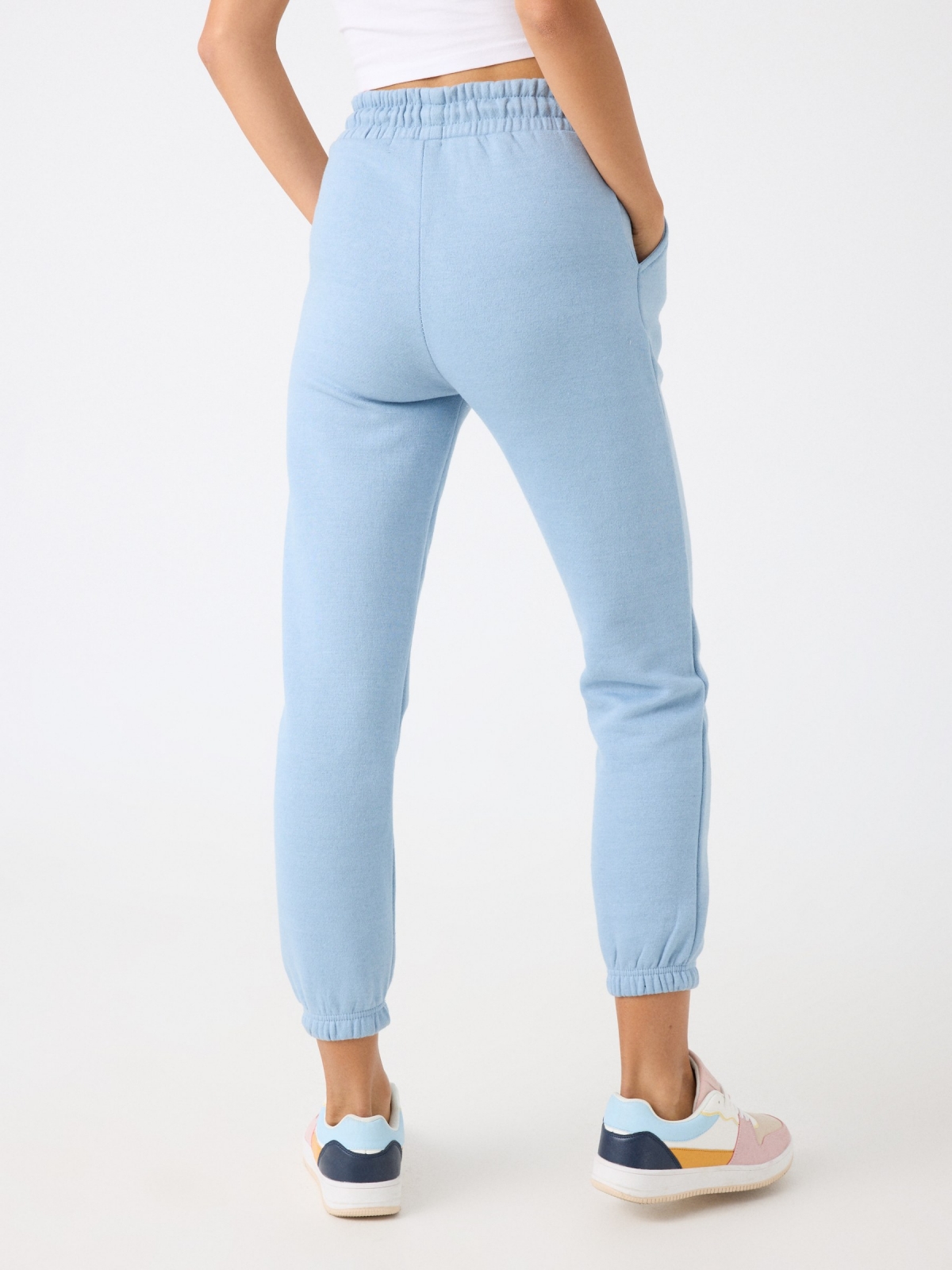 Plush joggers light blue middle back view