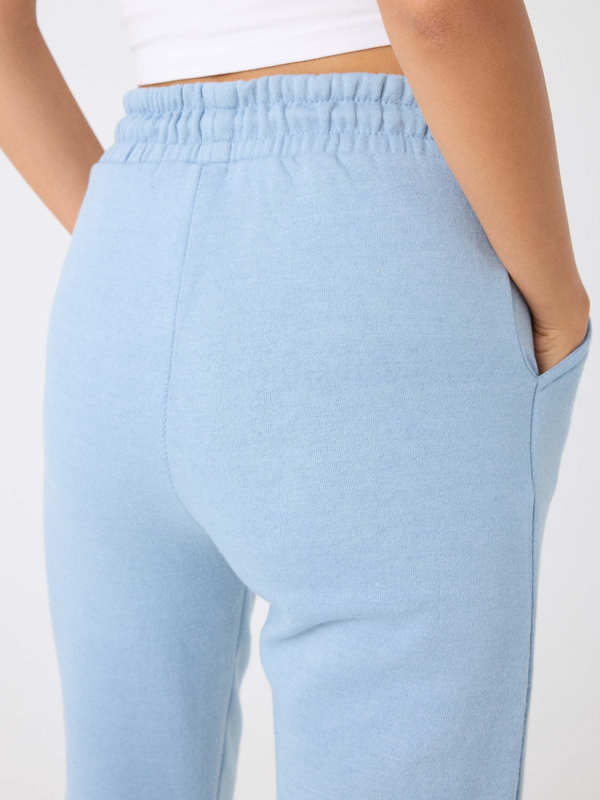 Plush joggers light blue detail view