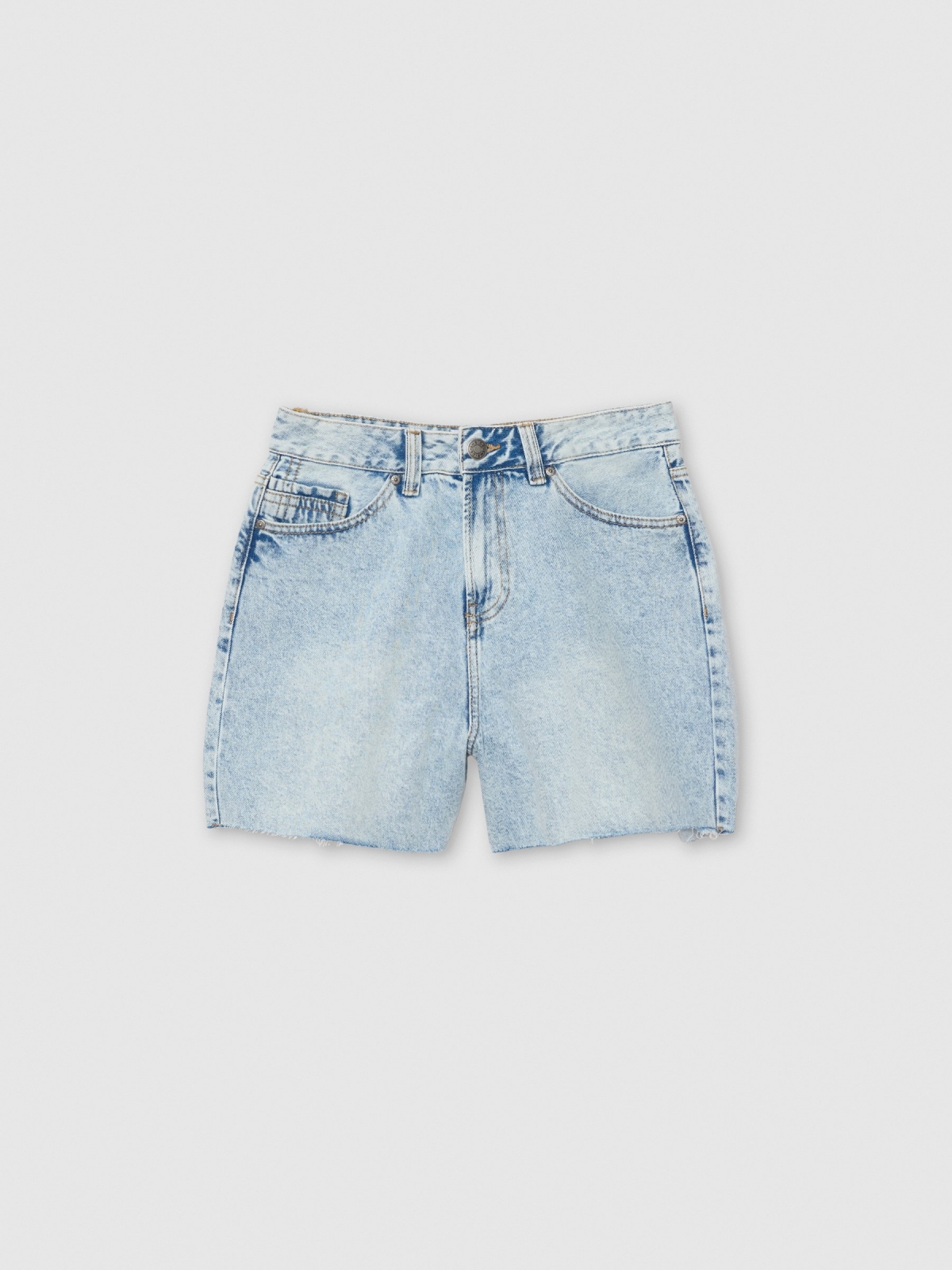 Bermuda denim tiro alto