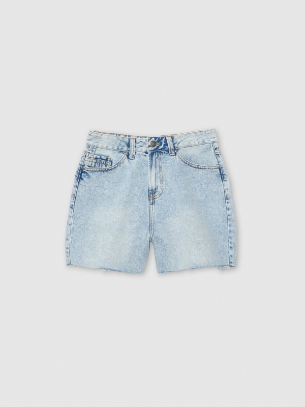 High-waisted denim bermuda shorts